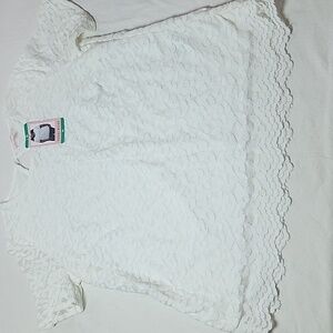 NWT Teddi Rose XL White Lace Textured Women's Top Thread Collective Brand New